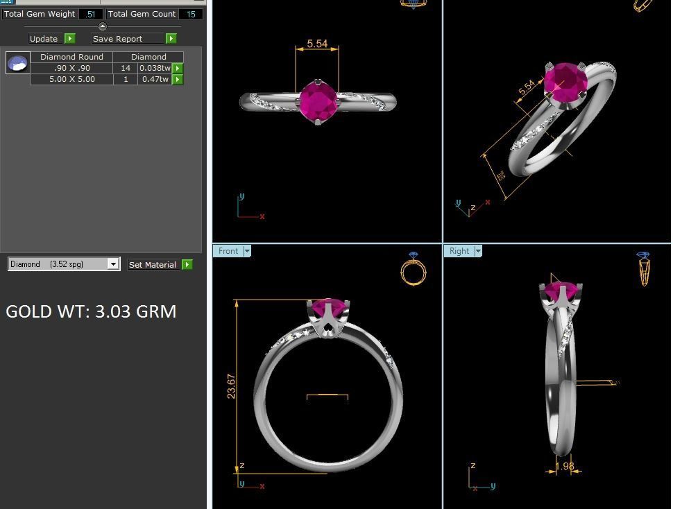 ring-8859 engagement ring with ruby stone and diamonds 3D print model_8