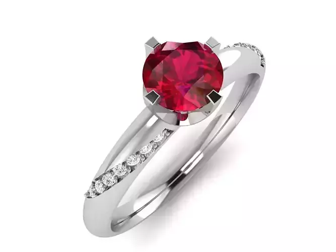 ring-8859 engagement ring with ruby stone and diamonds