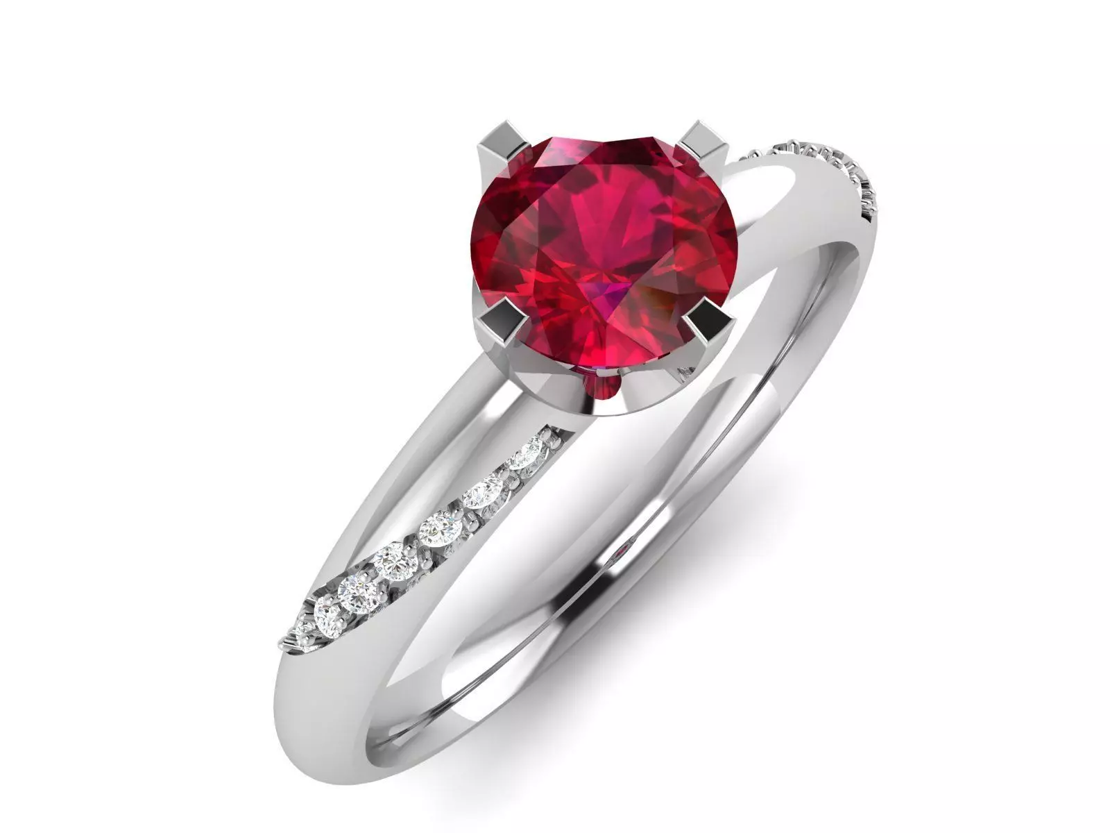 ring-8859 engagement ring with ruby stone and diamonds 3D print model_0