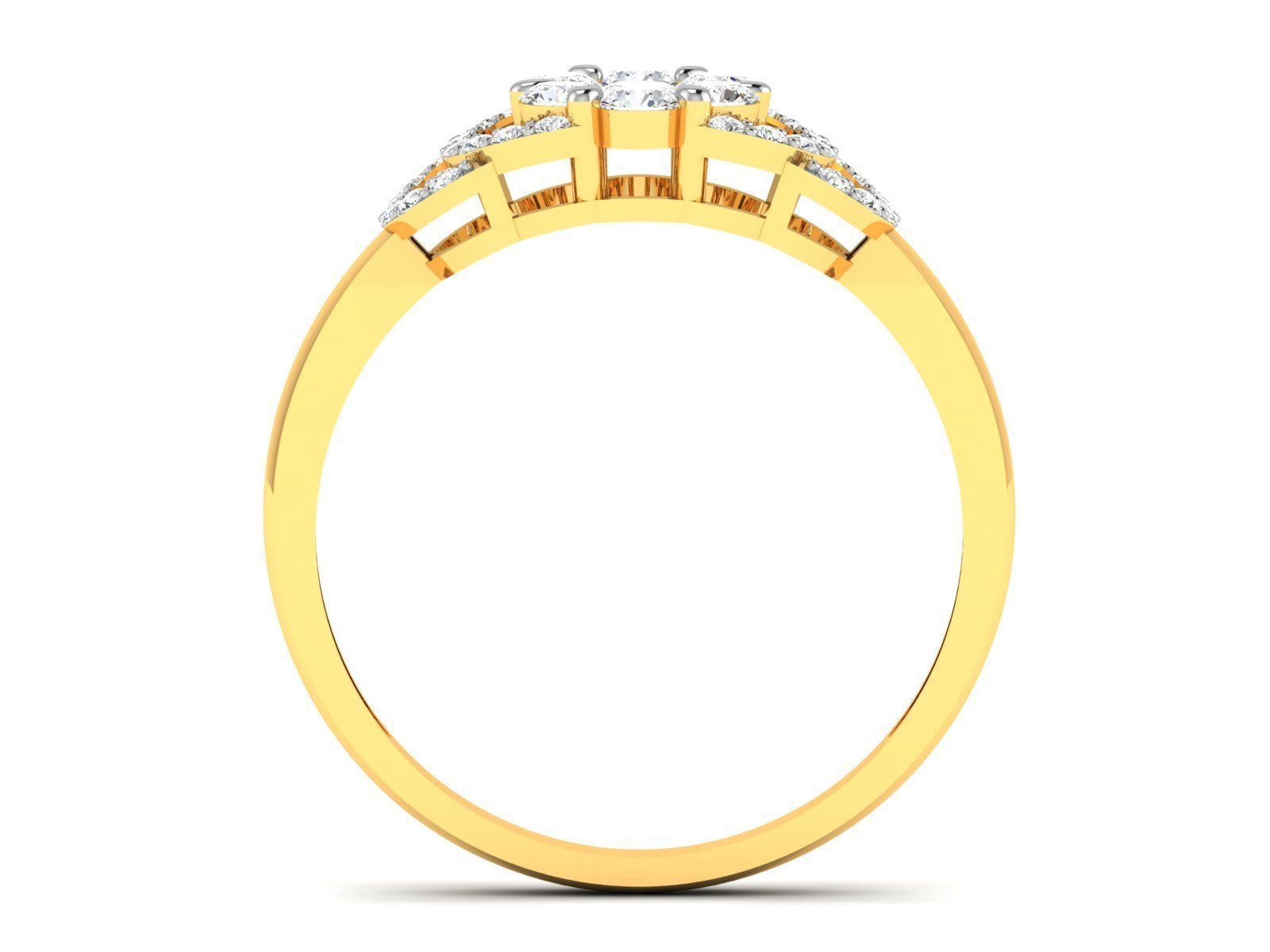 ring-8848 gold diamond cluster ring 3D print model_2