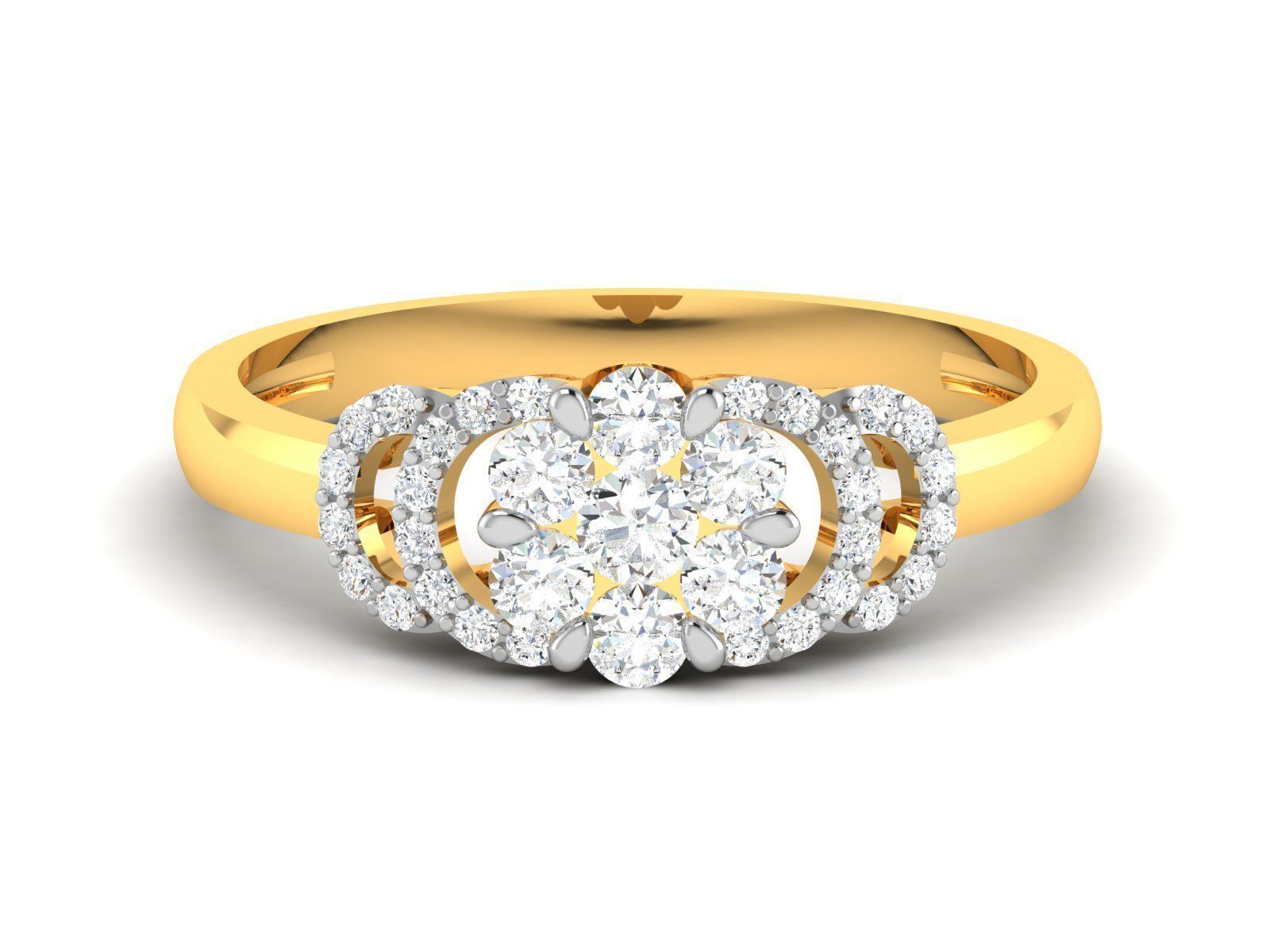 ring-8848 gold diamond cluster ring 3D print model_6