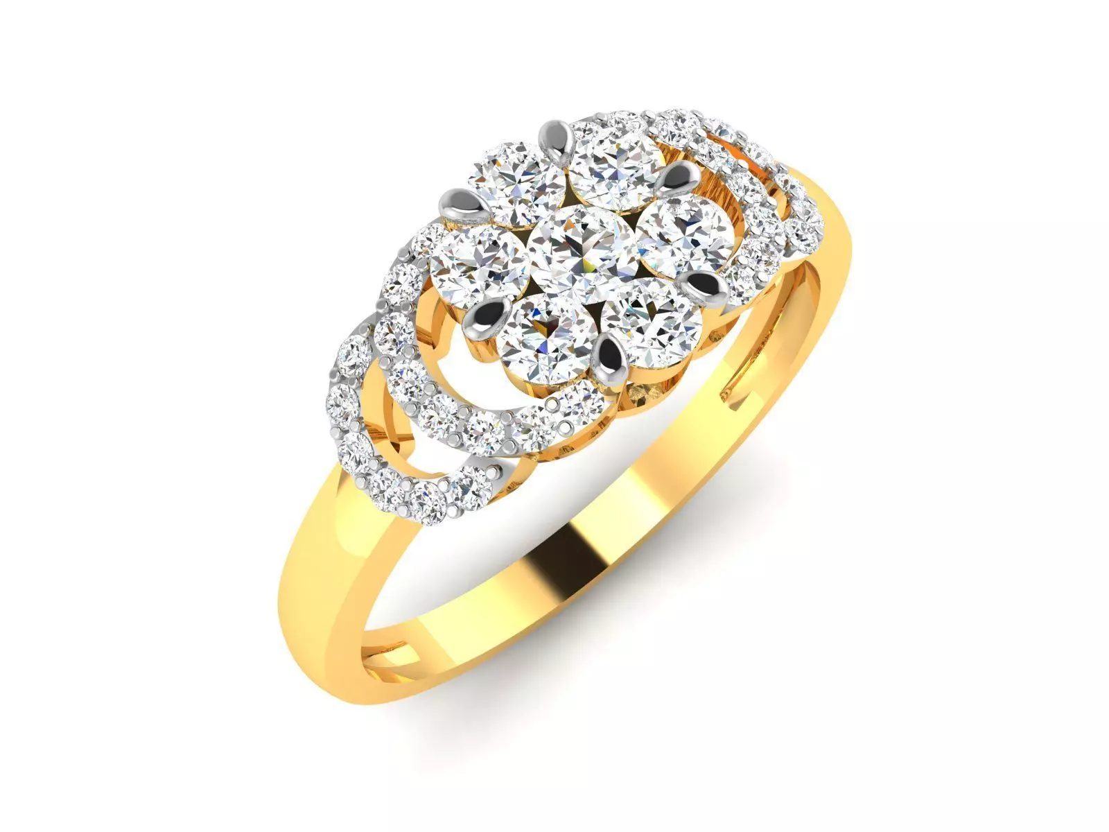 ring-8848 gold diamond cluster ring 3D print model_0