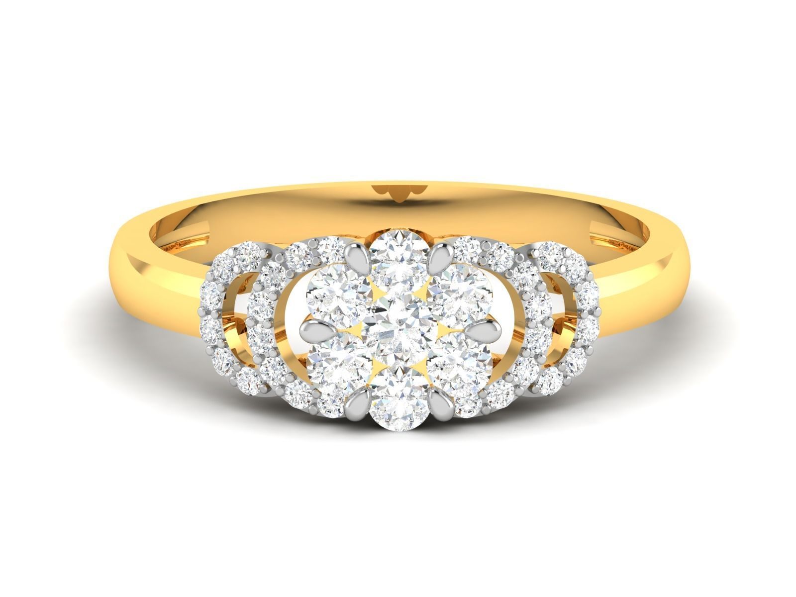 ring-8848 gold diamond cluster ring 3D print model_7