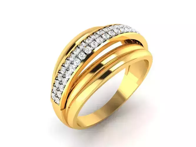 ring-8774 gold ring with diamonds