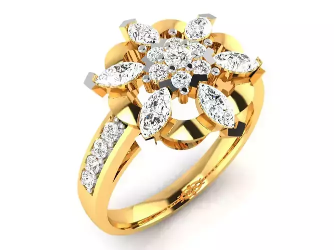 ring-8772 diamond flower ring gold