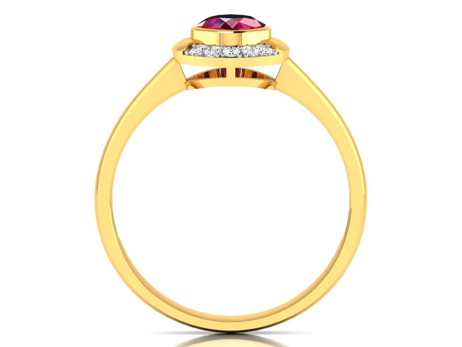 ring-8748 gold ring with ruby stone and diamonds 3D print model_3