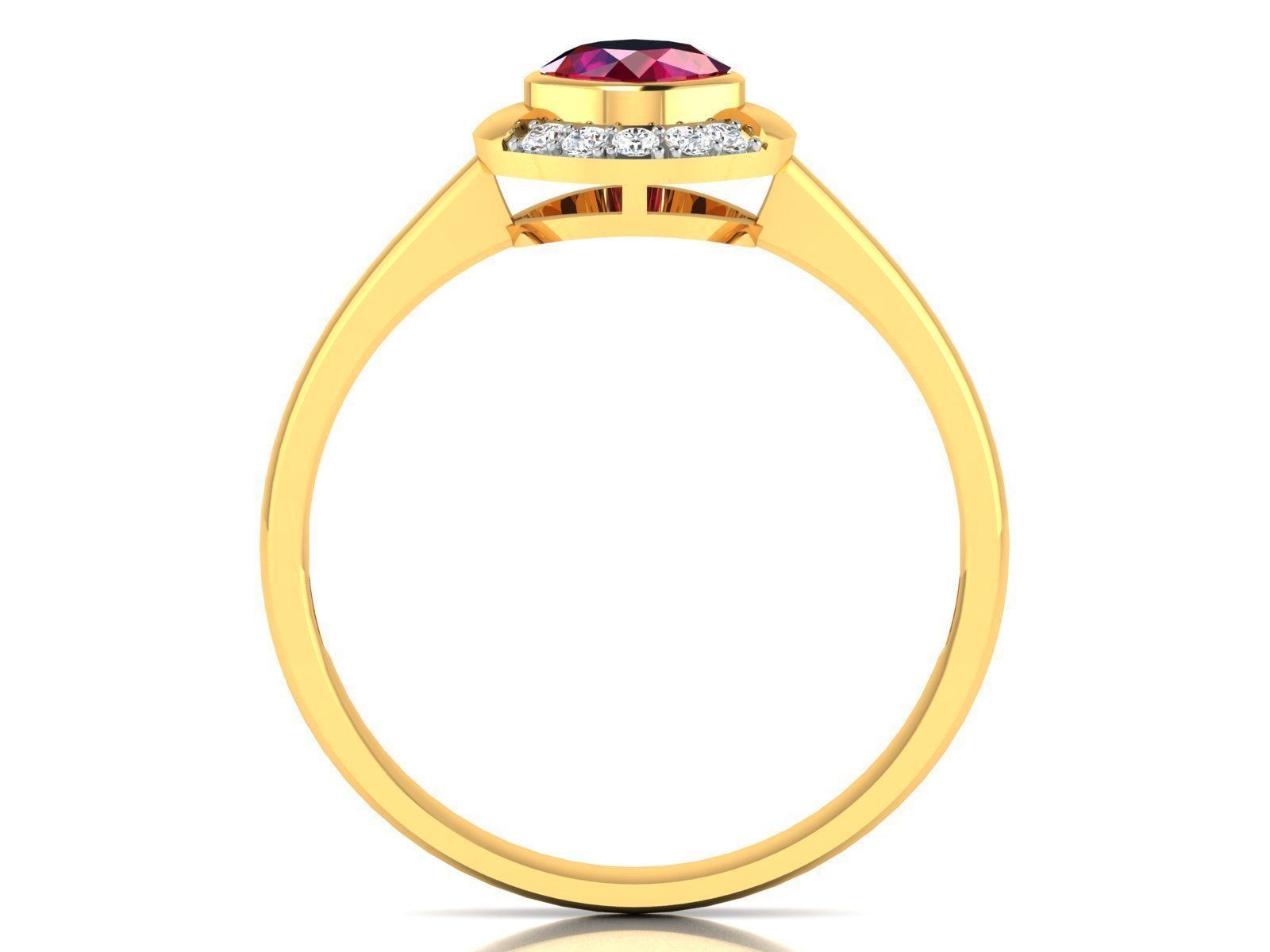ring-8748 gold ring with ruby stone and diamonds 3D print model_2
