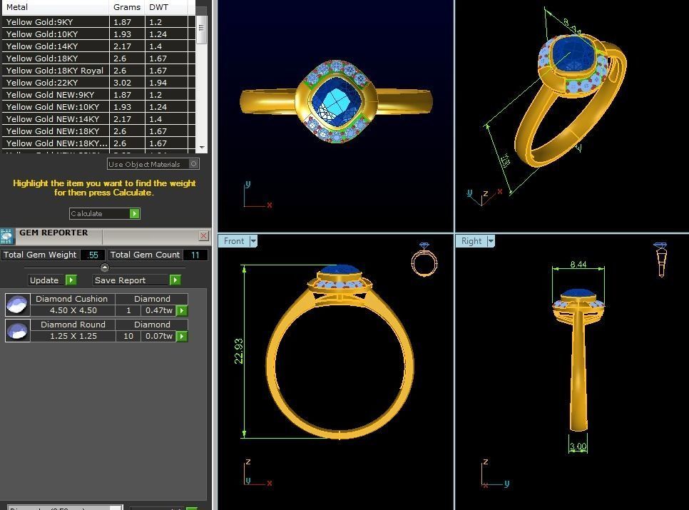 ring-8748 gold ring with ruby stone and diamonds 3D print model_8