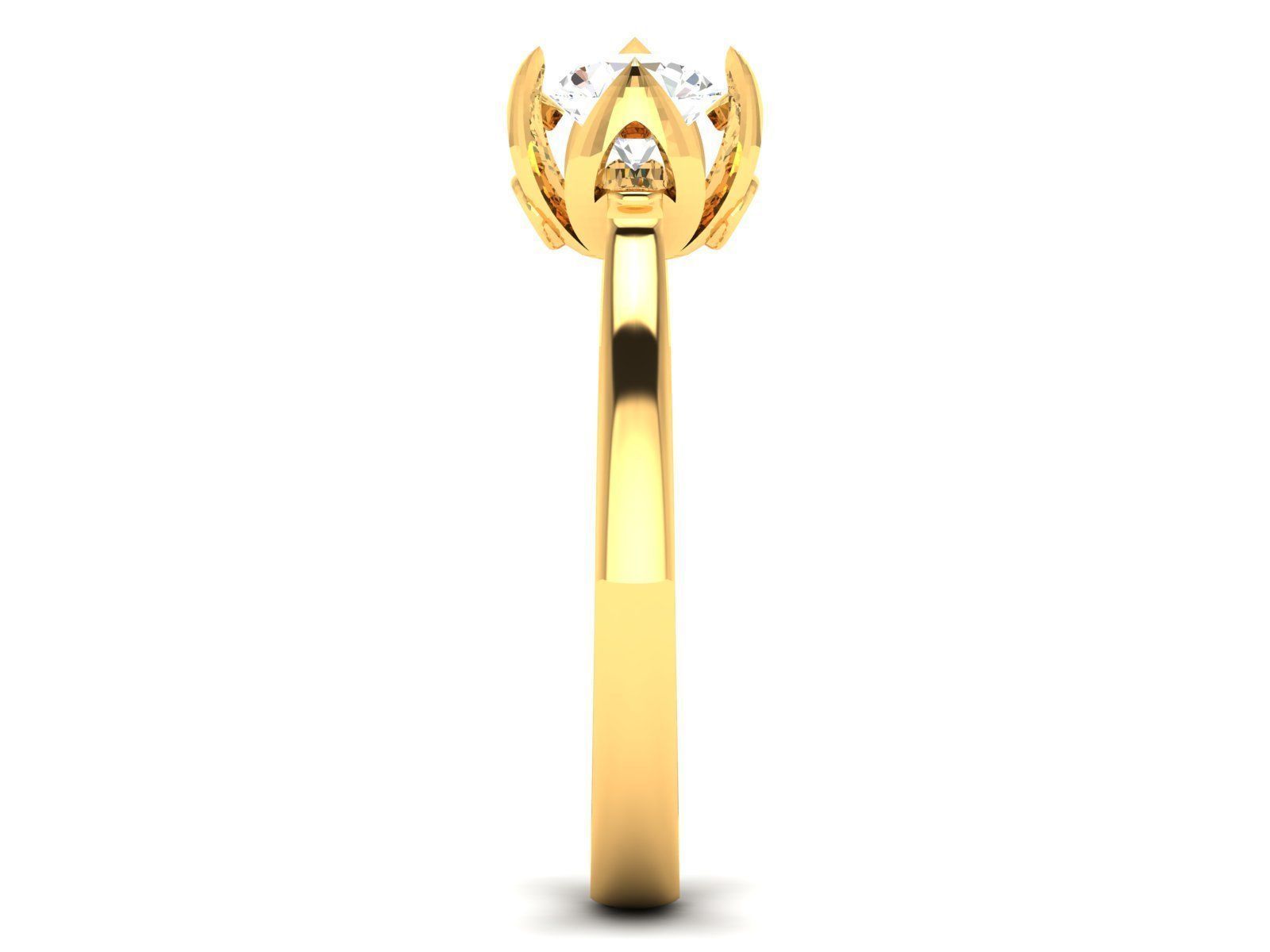 ring-8703 solitaire diamond ring gold 3D print model_4
