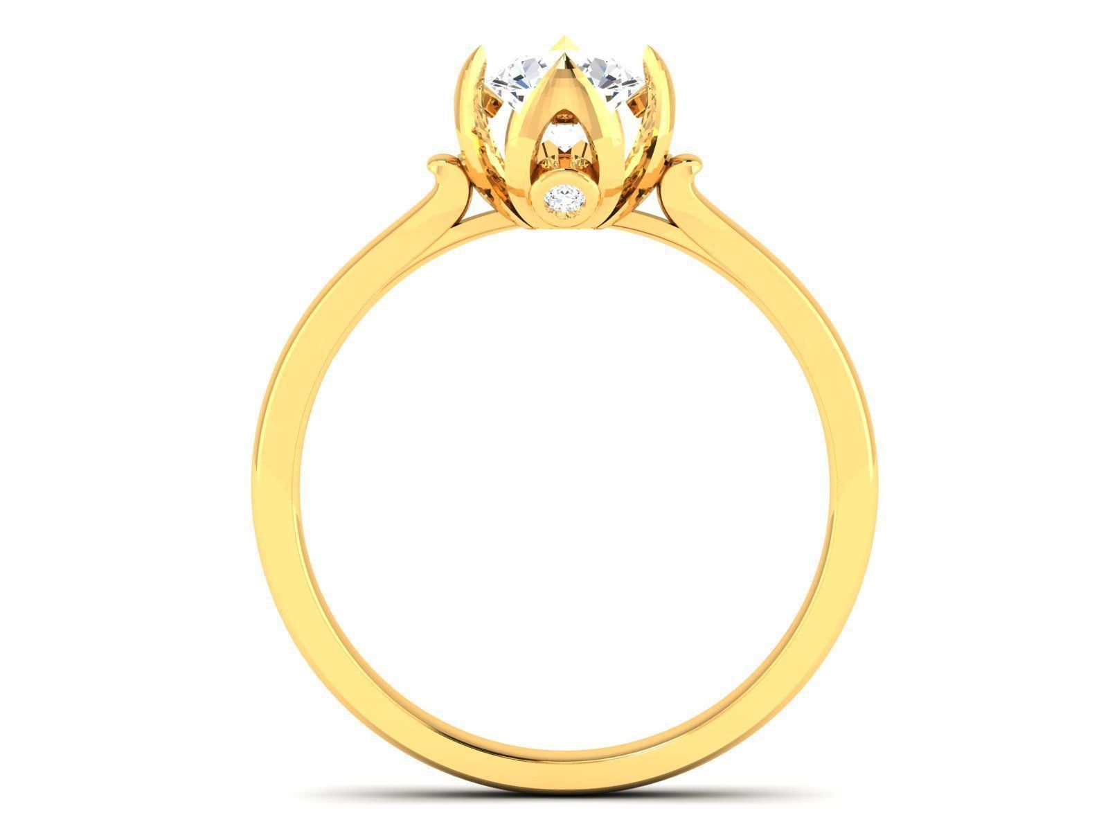ring-8703 solitaire diamond ring gold 3D print model_2