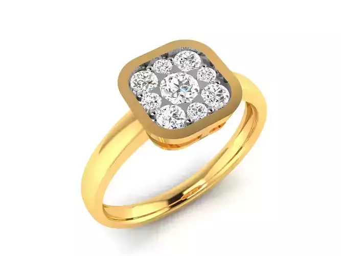ring-8626 gold ring with princess cut diamond
