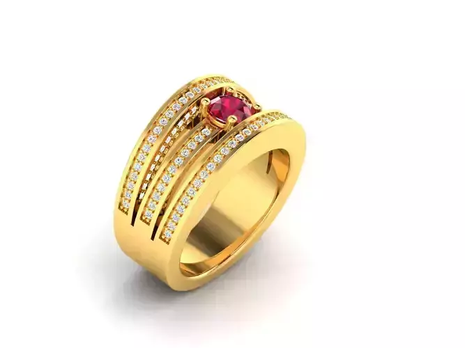ring-8622 gold ring with ruby stone and diamonds