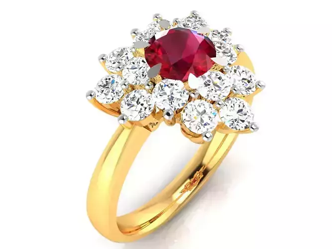 ring-8563 ruby and diamond ring gold