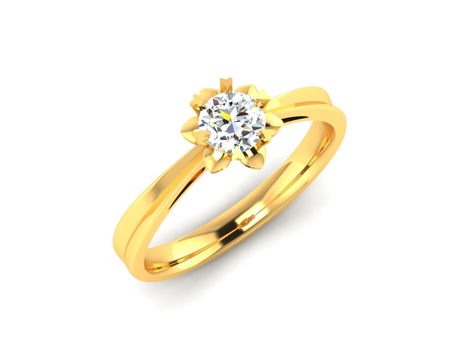 ring-8557 solitaire diamond ring gold 3D print model_1