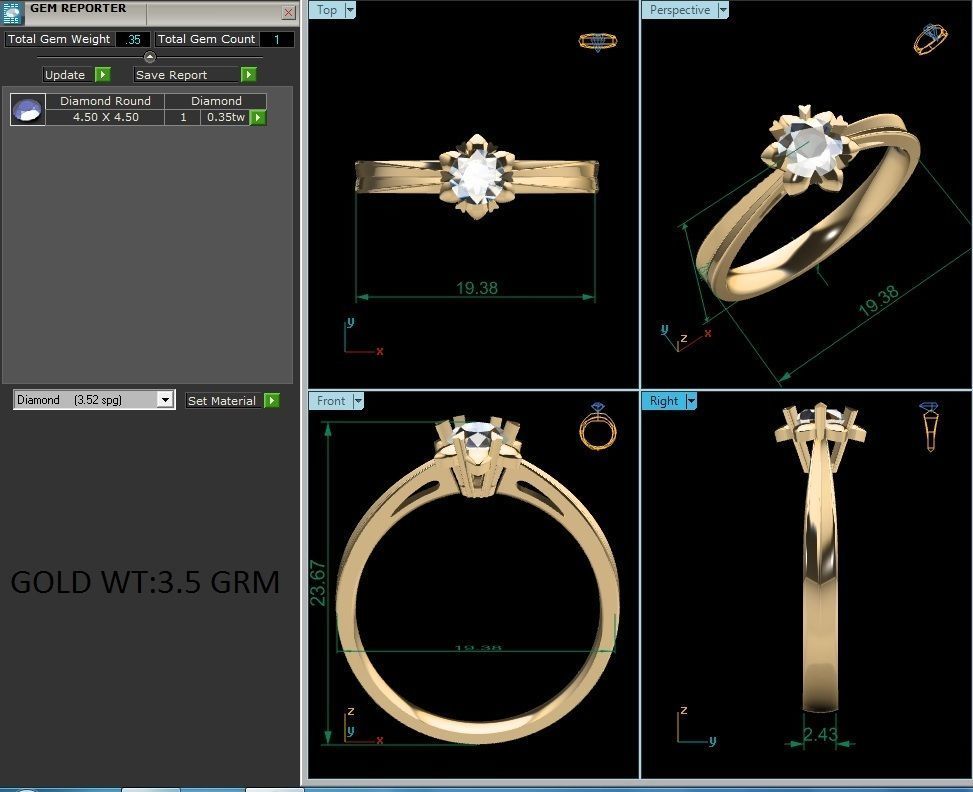 ring-8557 solitaire diamond ring gold 3D print model_3