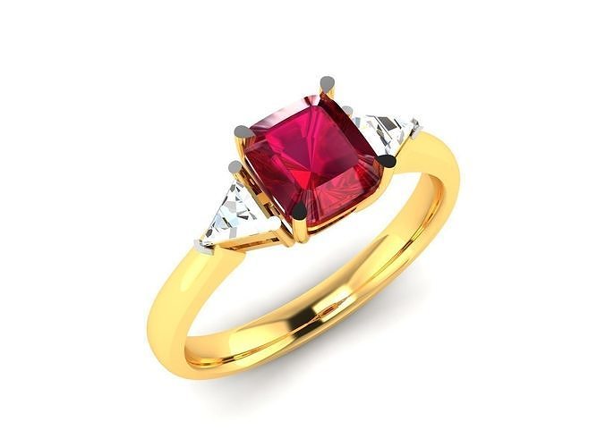 ring-8550 ruby and diamond ring gold 3D print model