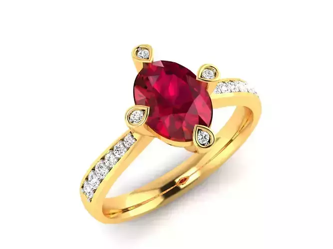 ring-8524 ruby and diamond ring gold