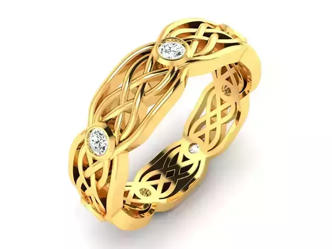 ring-8417 celtic wedding ring gold with diamonds