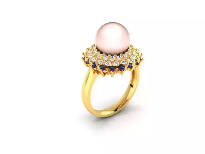 ring-8361 oval pearl and sapphire ring