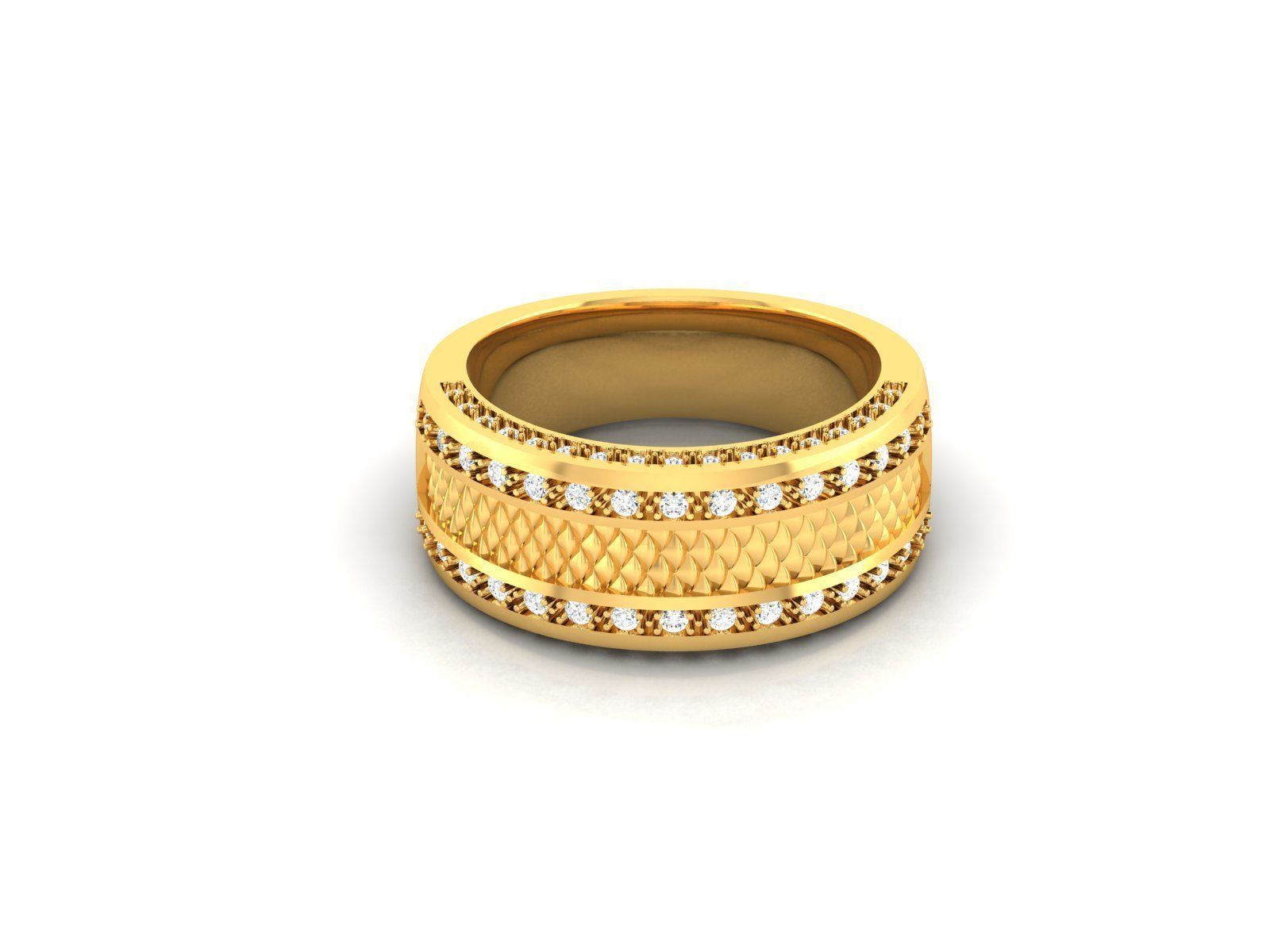 ring-8357 gold ring with diamonds 3D print model_6
