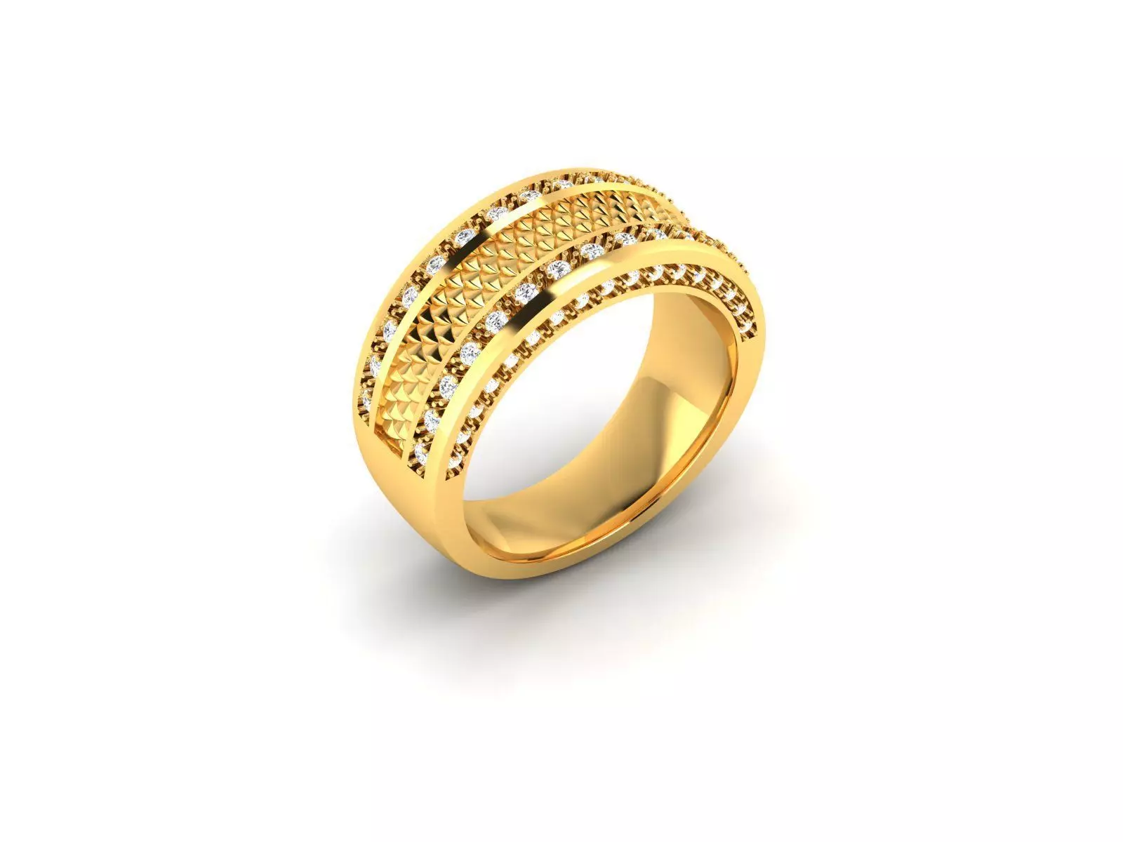ring-8357 gold ring with diamonds 3D print model_0