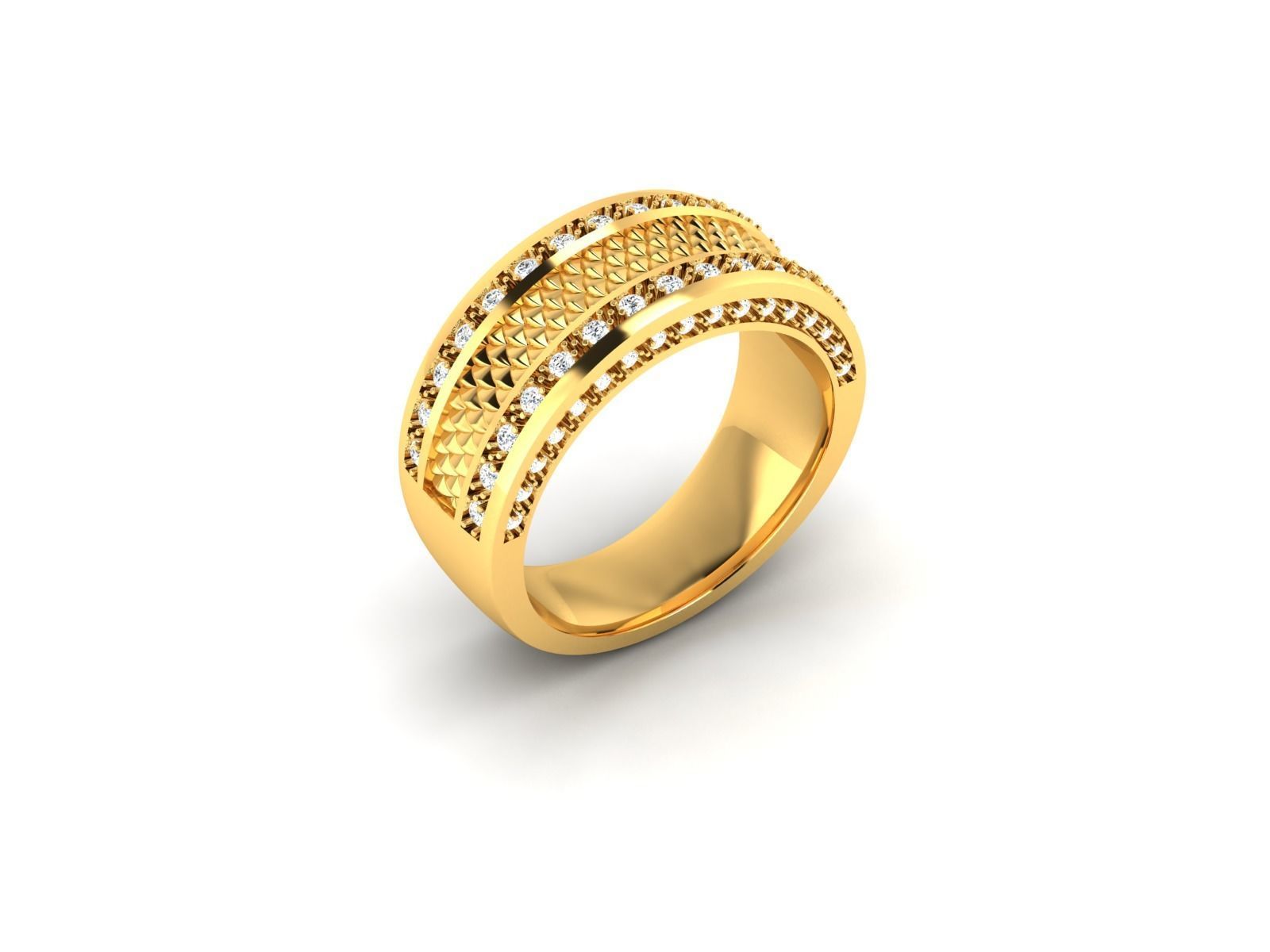 ring-8357 gold ring with diamonds 3D print model_1