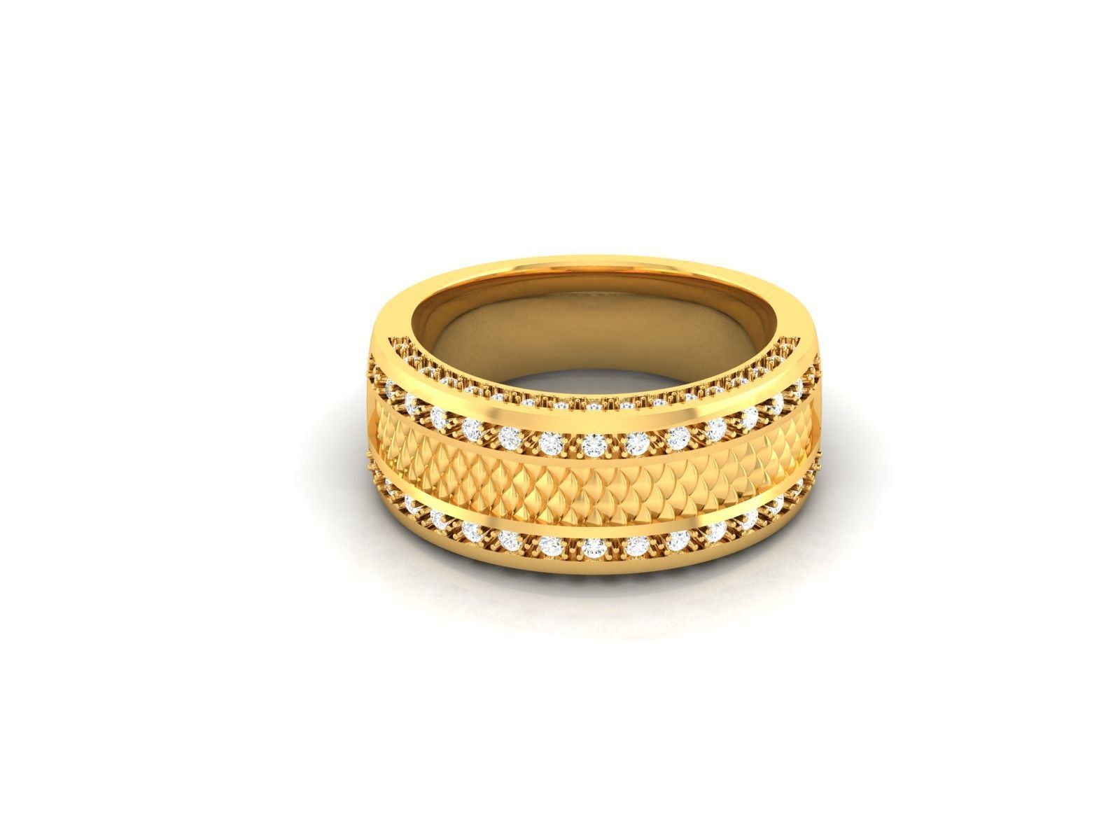ring-8357 gold ring with diamonds 3D print model_7