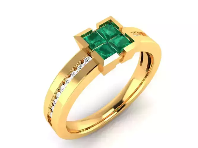 ring-8346 emerald and diamond ring gold
