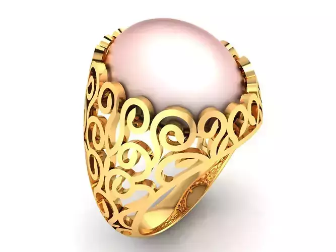 ring-8335 rose quartz ring 3D print model