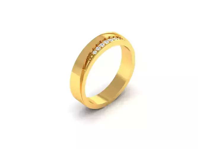 ring-8332 gold wedding band with diamonds