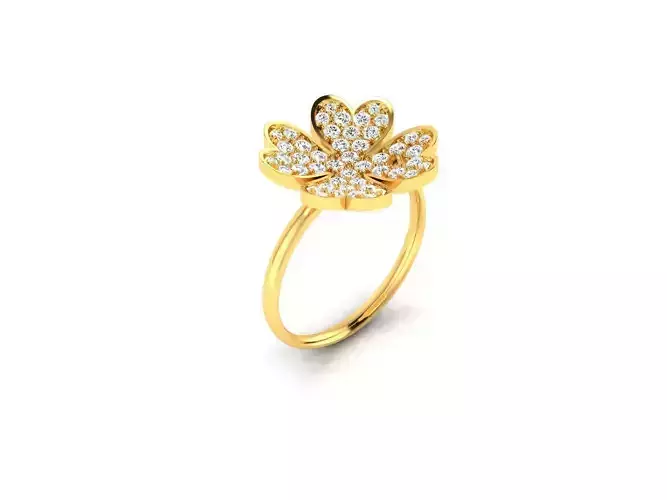 ring-8324 gold flower ring with diamonds