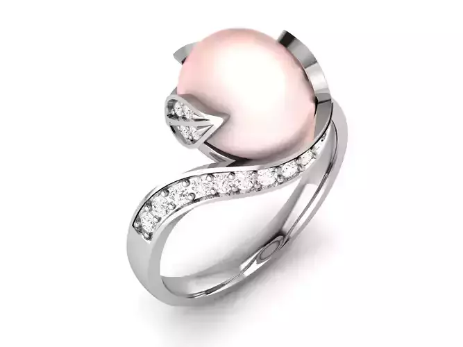 ring-8315 pearl and diamond ring