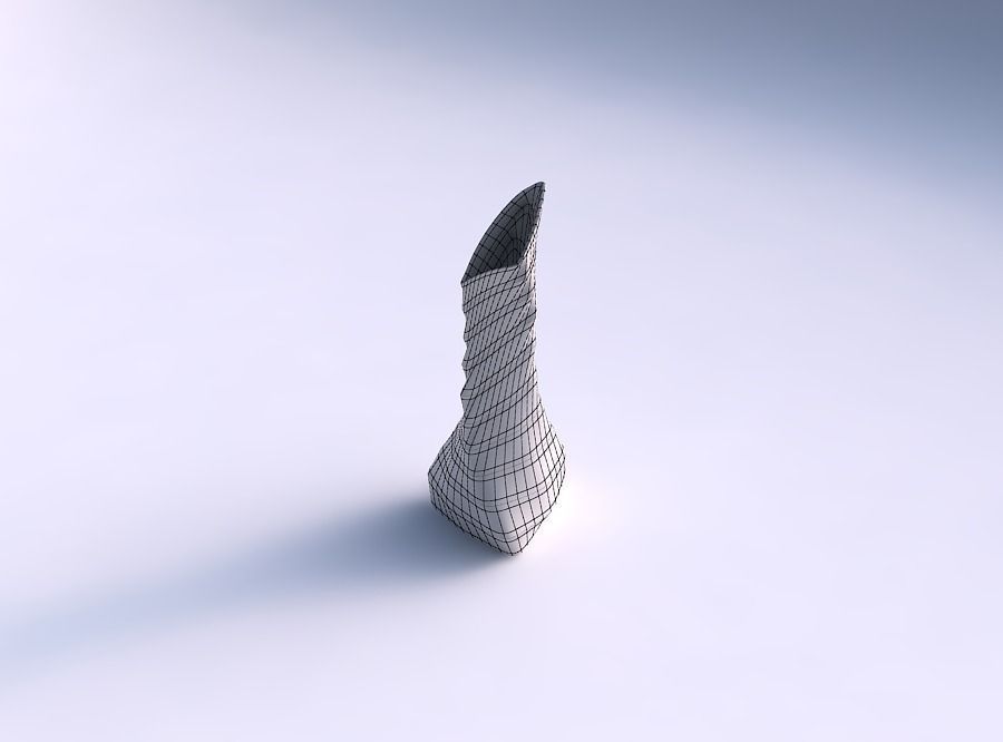 Vase twist puffy tappered triangle with curved horizontal sec... 3D print model_5
