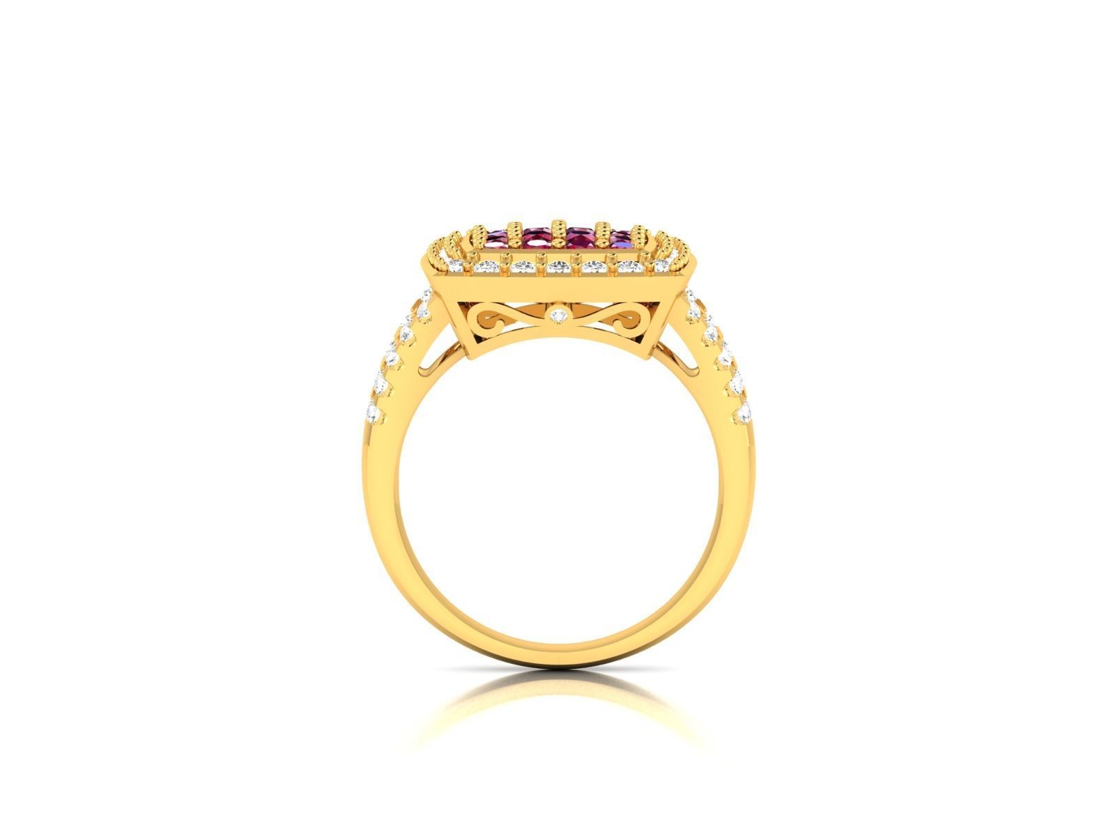 ring-8302 ruby and diamond ring gold 3D print model_3