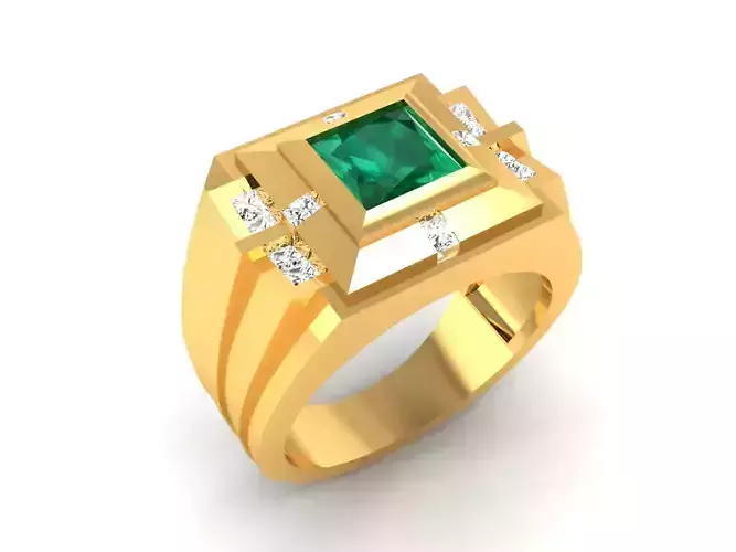 ring-8286 emerald and diamond ring