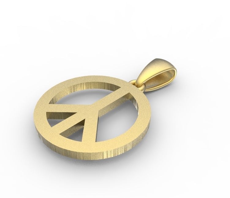 peace gold sign pendant 3D print model_1