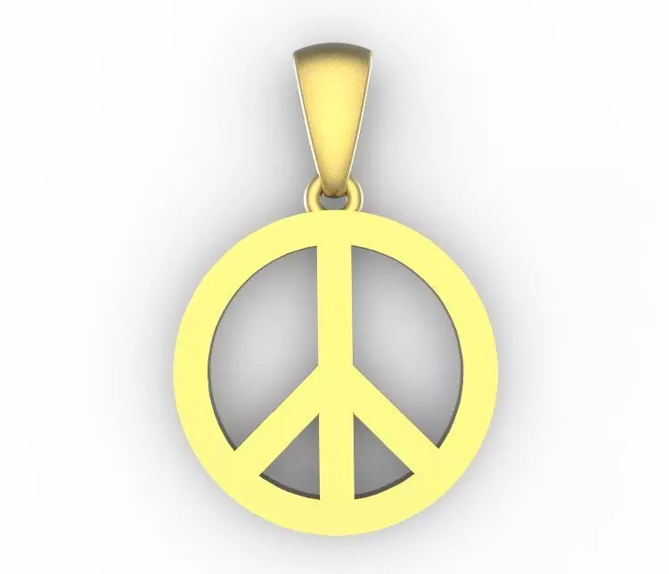 peace gold sign pendant 3D print model_0