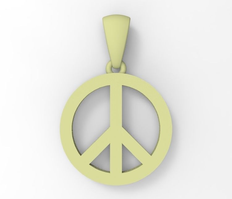 peace gold sign pendant 3D print model_3
