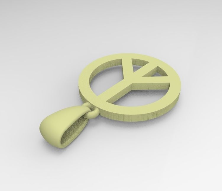 peace gold sign pendant 3D print model_5