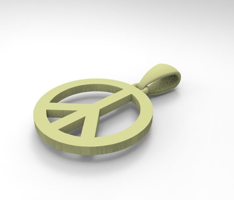 peace gold sign pendant 3D print model_4