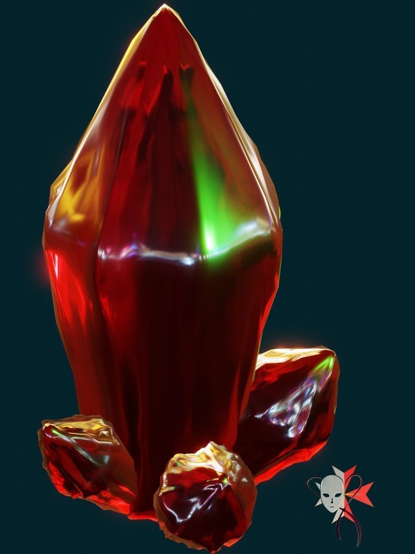Crystal Red Evee Render reacting to all light colours and Hdri Low-poly 3D model_2