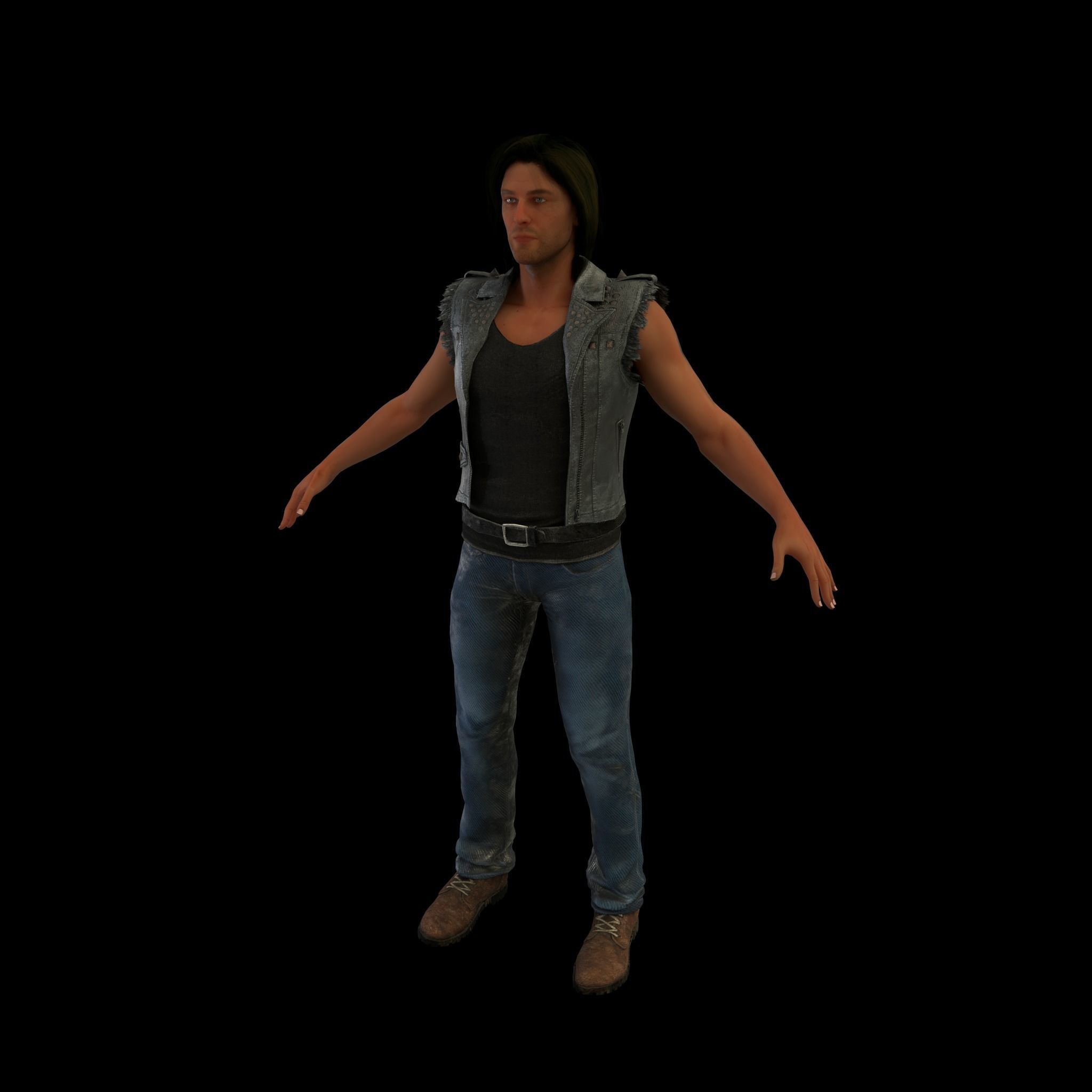 Game Ready Realistic Human Male Man Character Bruce Low-poly 3D model_12