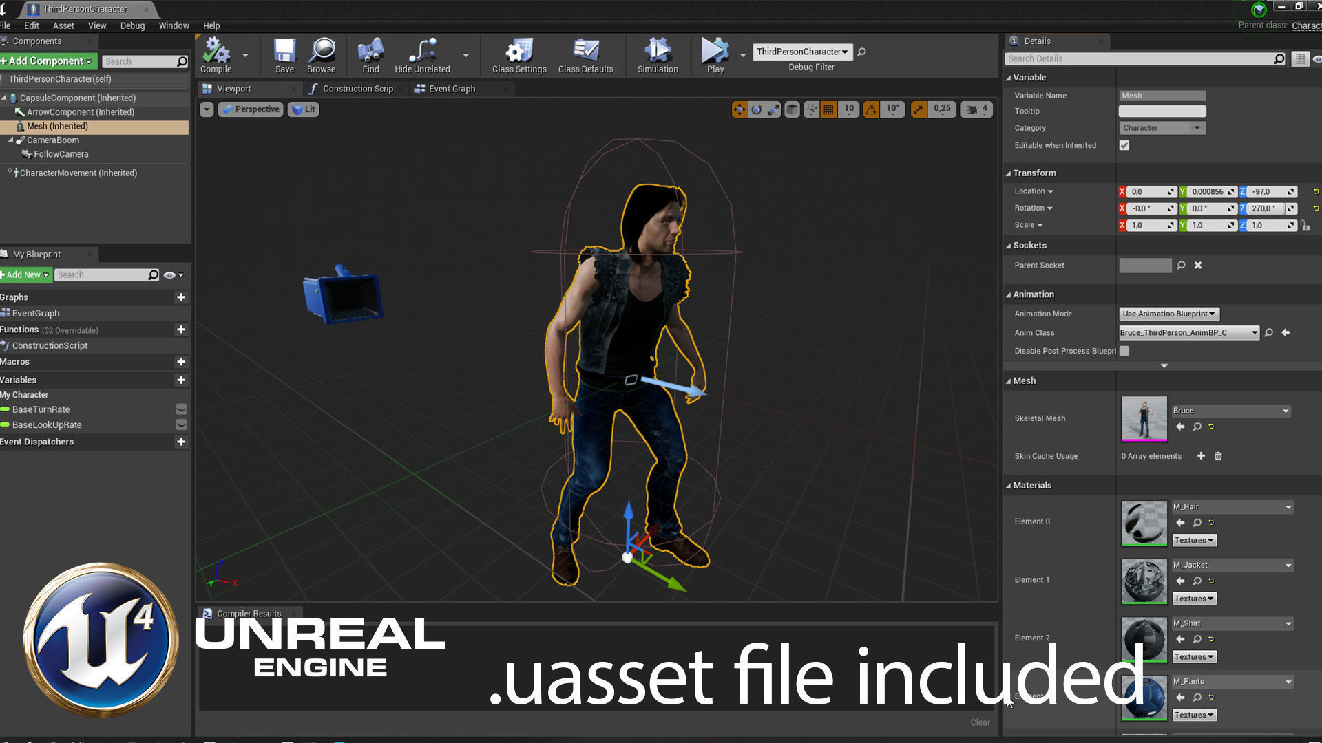 Game Ready Realistic Human Male Man Character Bruce Low-poly 3D model_10