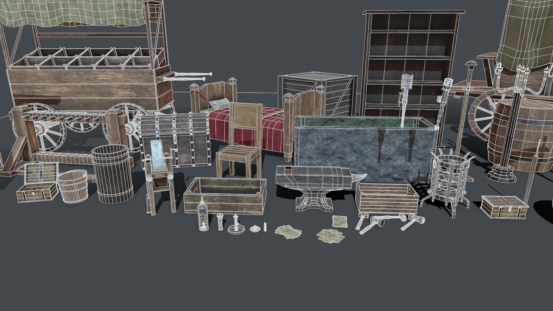 Medieval elements Low-poly 3D model_13