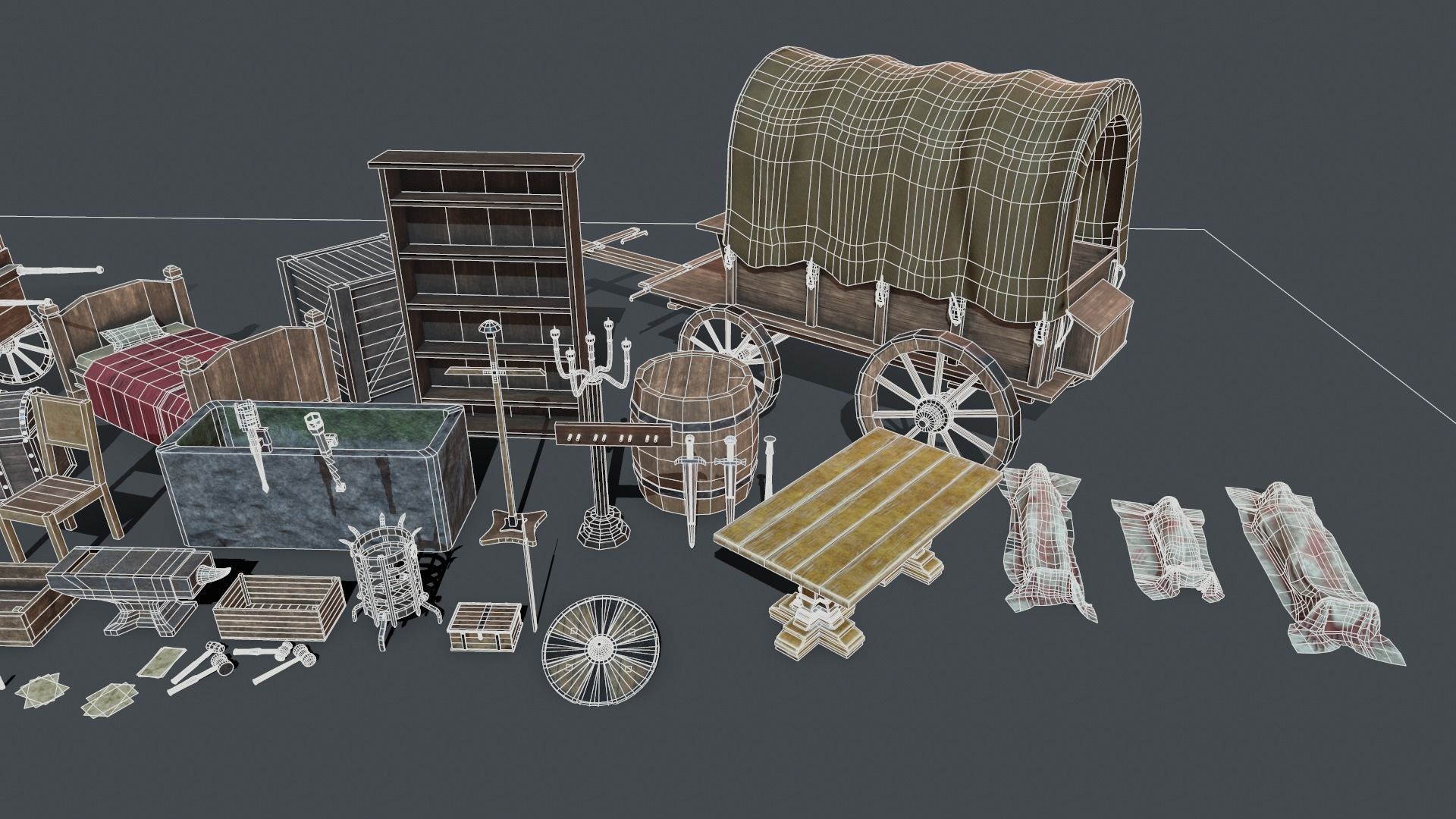 Medieval elements Low-poly 3D model_12