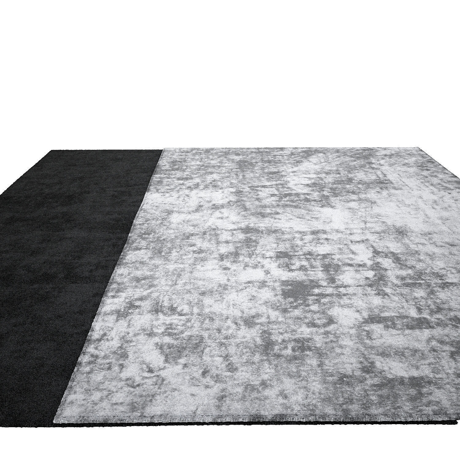 Grey Black wool Rug 3D model_2
