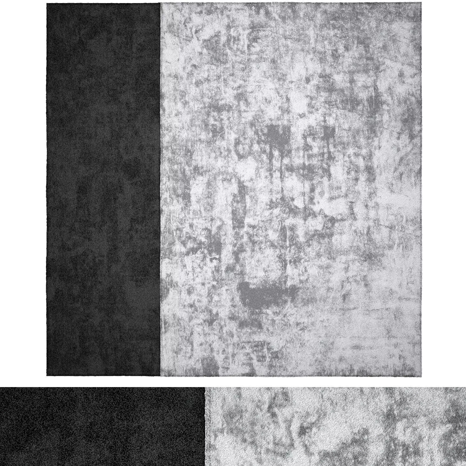Grey Black wool Rug 3D model_0