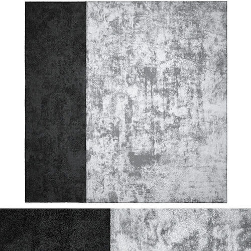 Grey Black wool Rug 3D model