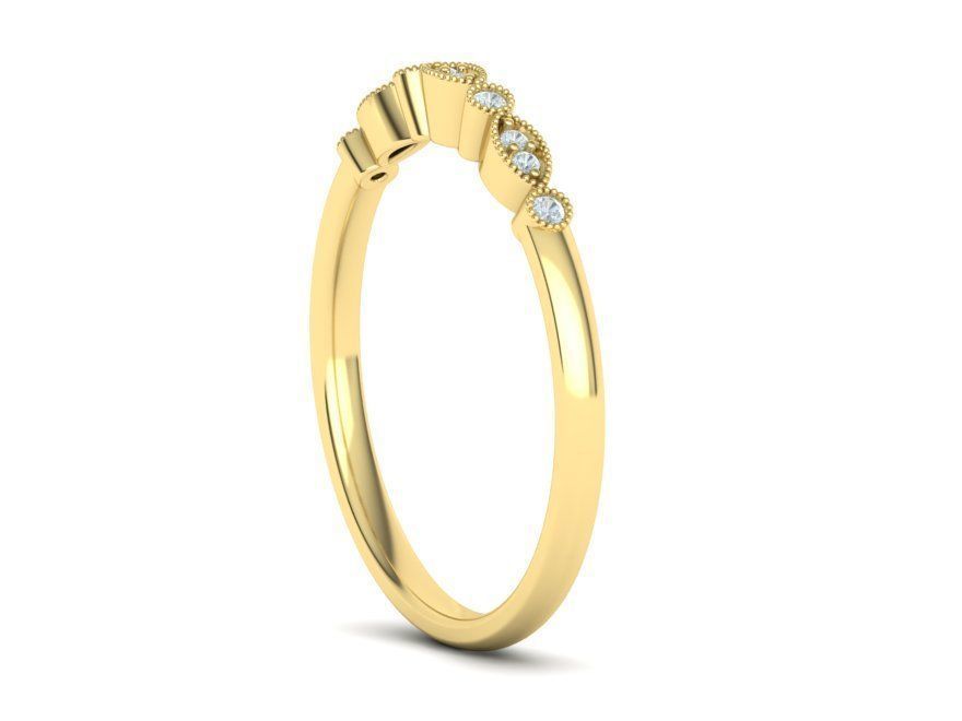 Milgrain Band ring stackable ring  3D print model_16