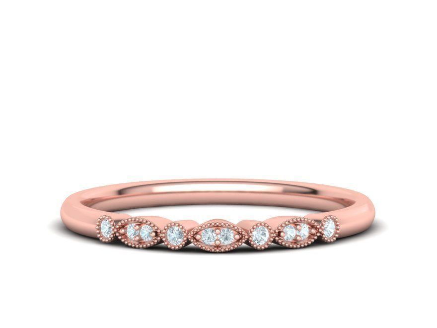 Milgrain Band ring stackable ring  3D print model_3
